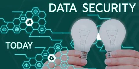 Text sign showing Data Security. Business approach Confidentiality Disk Stock Photos