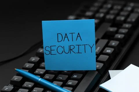 Text sign showing Data Security. Business overview Confidentiality Disk Stock Photos