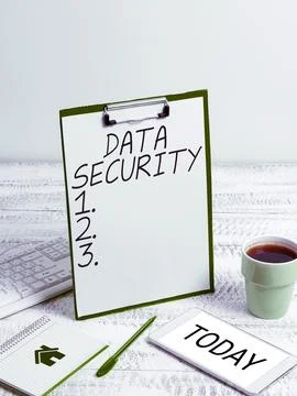 Text sign showing Data Security. Business showcase Confidentiality Disk Stock Photos