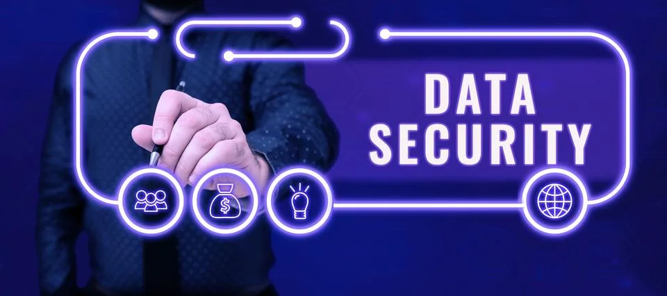 Text sign showing Data Security. Word for Confidentiality Disk Encryption Stock Photos