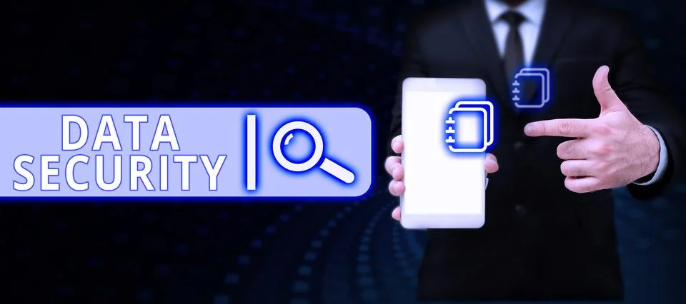 Text sign showing Data Security. Word for Confidentiality Disk Encryption Stock Photos