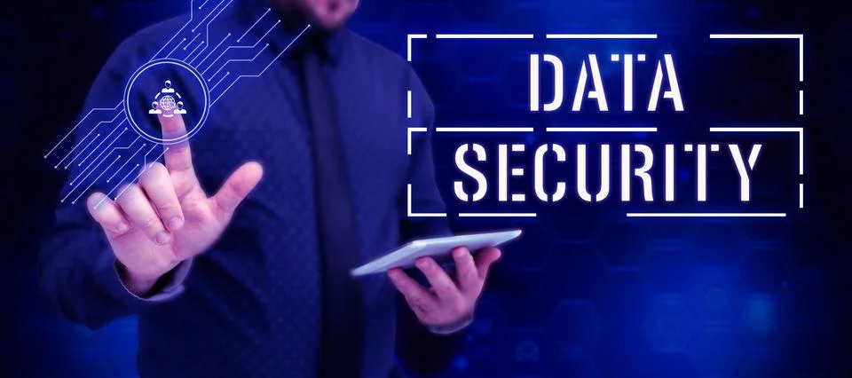 Text sign showing Data Security. Conceptual photo Confidentiality Disk Stock Photos