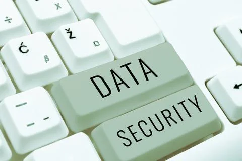 Text sign showing Data Security. Business overview Confidentiality Disk Stock Photos