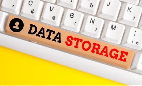 Text sign showing Data Storage. Conceptual photo the act of archiving data in 스톡 사진