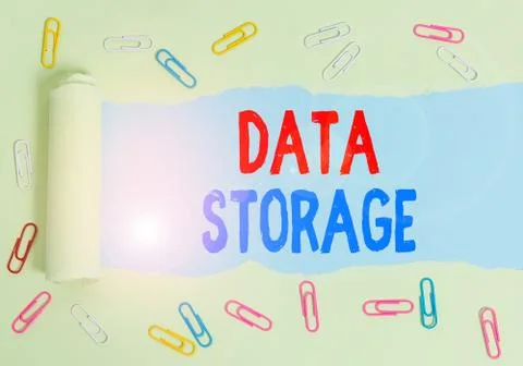 Text sign showing Data Storage. Conceptual photo the act of archiving data in 스톡 사진