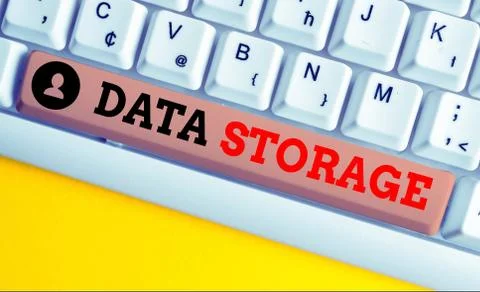 Text sign showing Data Storage. Conceptual photo the act of archiving data in 스톡 사진