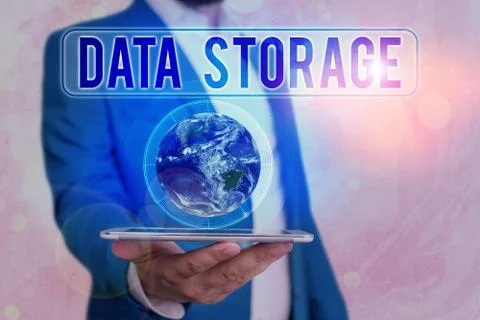 Text sign showing Data Storage. Conceptual photo the act of archiving data in 스톡 사진