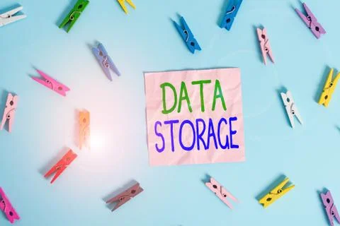 Text sign showing Data Storage. Conceptual photo the act of archiving data in Foto stock