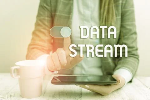 Text sign showing Data Stream. Conceptual photo sequence of digitally encoded Stock Photos