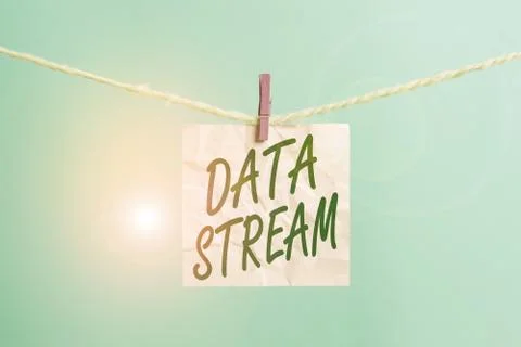 Text sign showing Data Stream. Conceptual photo sequence of digitally encoded Foto stock