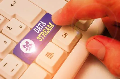 Text sign showing Data Stream. Conceptual photo sequence of digitally encoded 写真素材