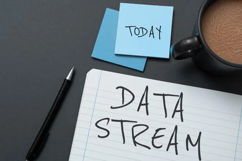 Text sign showing Data Stream. Business concept sequence of digitally encoded Foto stock