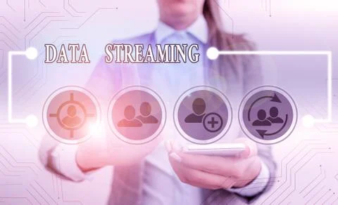 Text sign showing Data Streaming. Conceptual photo data that is continuously Foto stock