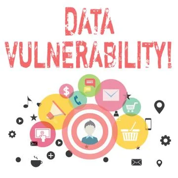 Text sign showing Data Vulnerability. Conceptual photo weakness of a data which Stock Illustration