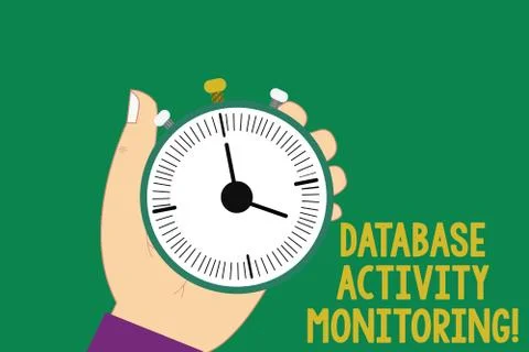 Text sign showing Database Activity Monitoring. Conceptual photo the observation 스톡 일러스트
