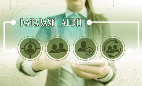 Text sign showing Database Audit. Conceptual photo auditing of data to assess Foto stock