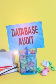 Text sign showing Database Audit. Conceptual photo auditing of data to assess Foto stock