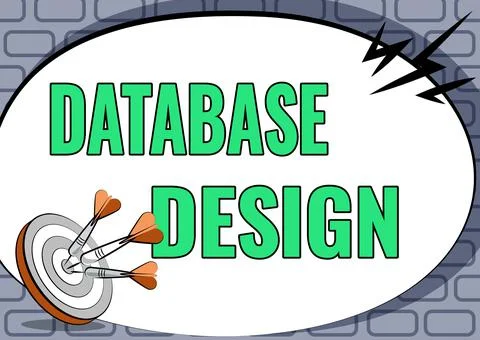 Text sign showing Database Design. Conceptual photo organisation of data Stock Illustration