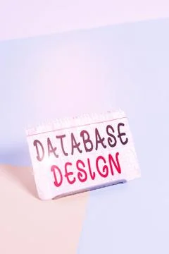 Text sign showing Database Design. Conceptual photo organisation of data Stock Photos