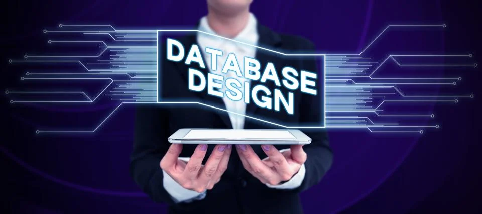 Text sign showing Database Design. Word Written on organisation of data Stock Photos