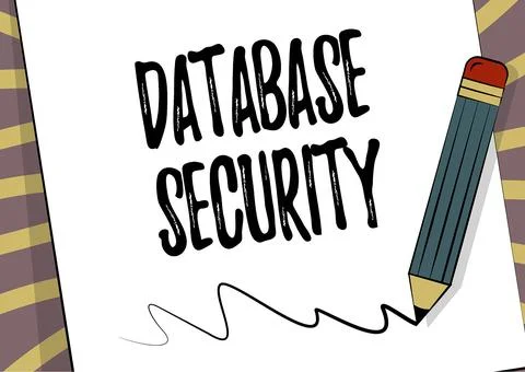 Text sign showing Database Security. Business overview security controls to 스톡 일러스트