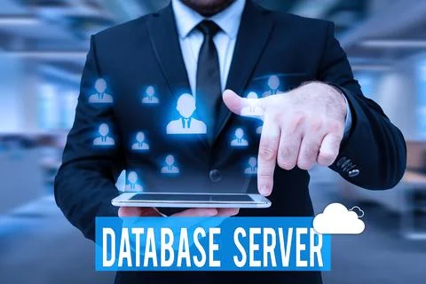 Text sign showing Database Server. Business showcase uses a database application Stock Photos