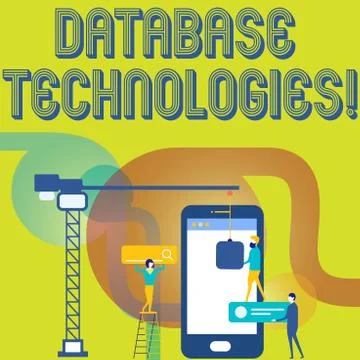 Text sign showing Database Technologies. Conceptual photo Organization of a Illustrazione stock