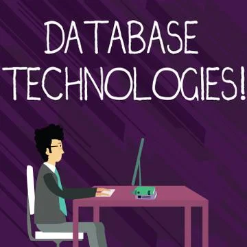 Text sign showing Database Technologies. Conceptual photo Organization of a Illustrazione stock