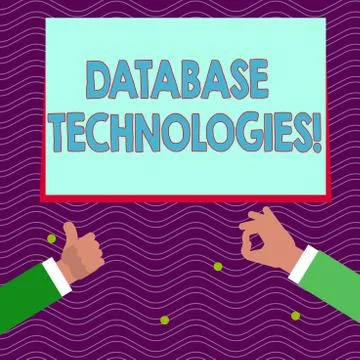 Text sign showing Database Technologies. Conceptual photo Organization of a Stock Illustration