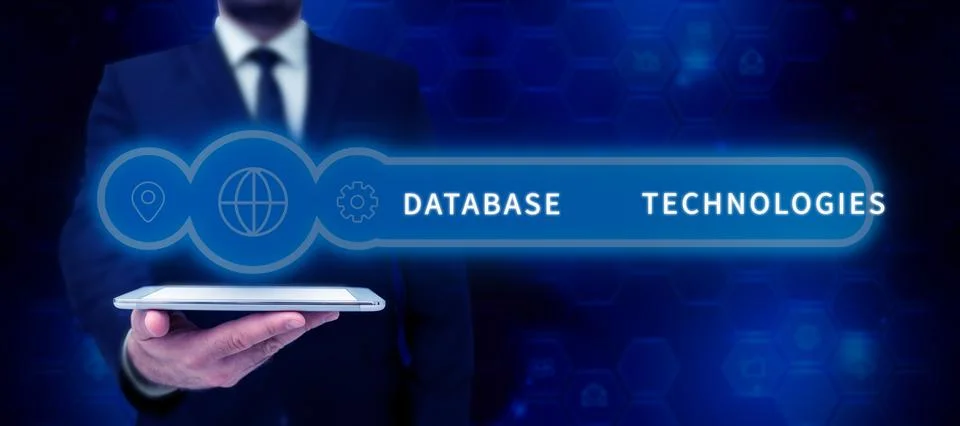 Text sign showing Database Technologies. Business concept uses a database Foto stock