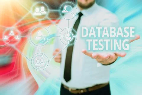 Text sign showing Database Testing. Business approach involves the retrieved Stockfoto's