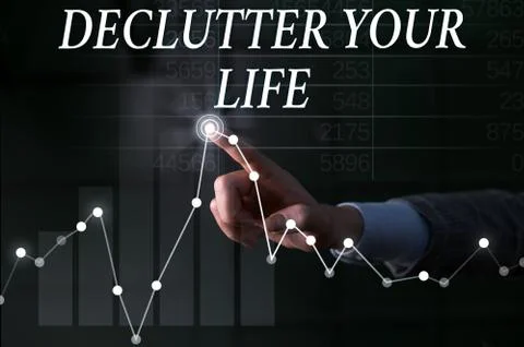 Text sign showing De Clutter Your Life. Conceptual photo remove unnecessary Stock Photos