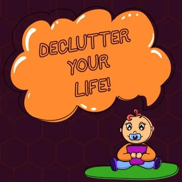 Text sign showing Declutter Your Life. Conceptual photo remove unnecessary items Stock Illustration