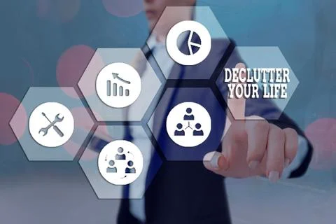 Text sign showing Declutter Your Life. Conceptual photo To eliminate extraneous 写真素材