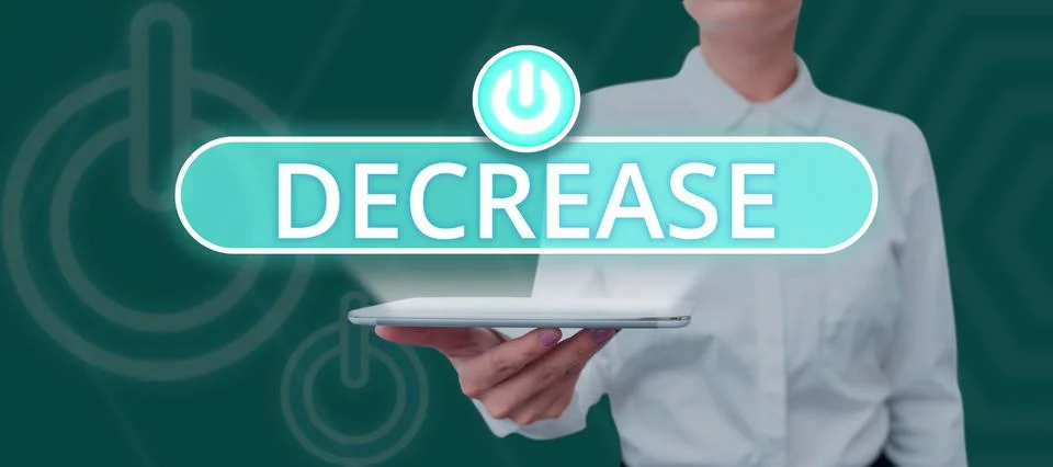 Text sign showing Decrease. Concept meaning make or become smaller or fewer in Stock Photos