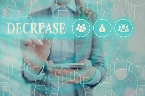 Text sign showing Decrease. Conceptual photo the process of growing 스톡 사진