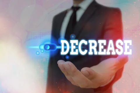 Text sign showing Decrease. Conceptual photo the process of growing 스톡 사진