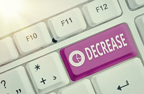 Text sign showing Decrease. Conceptual photo the process of growing 스톡 사진
