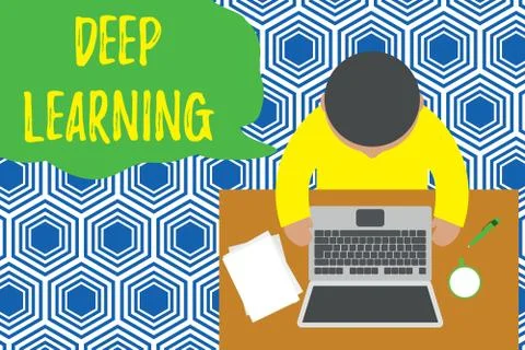 Text sign showing Deep Learning. Conceptual photo Hierarchical Abstractions Stockillustratie