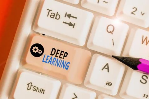 Text sign showing Deep Learning. Conceptual photo the collection of algorithms Stock Photos