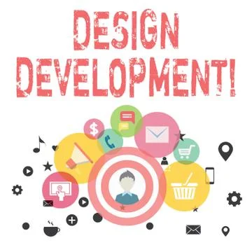 Text sign showing Design Development. Conceptual photo technical aspects of 스톡 일러스트