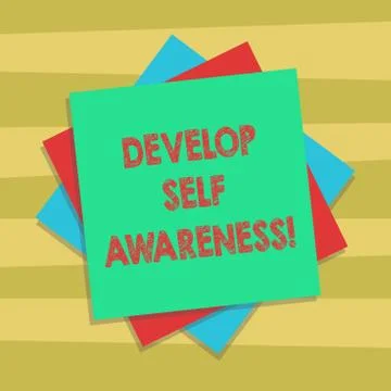 Text sign showing Develop Self Awareness. Conceptual photo Improve sharp Stock Illustration