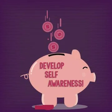 Text sign showing Develop Self Awareness. Conceptual photo What you think you 스톡 일러스트