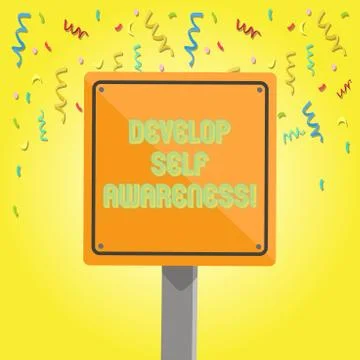 Text sign showing Develop Self Awareness. Conceptual photo What you think you Stockillustratie