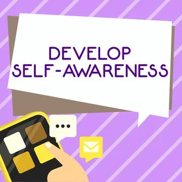 Text sign showing Develop Self Awareness. Word for Improve sharp realization of Stock Illustration