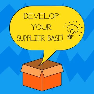 Text sign showing Develop Your Supplier Base. Conceptual photo Select and 스톡 일러스트