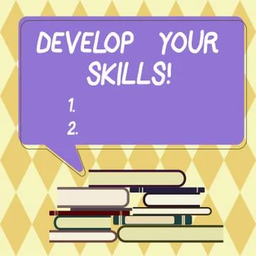 Text sign showing Develop Your Skills. Conceptual photo improve ability to do Stockillustratie