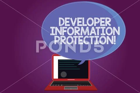 Text sign showing Developer Information Protection. Conceptual photo Safeguard Stock Illustration