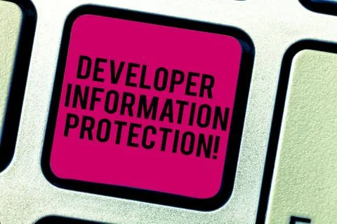 Text sign showing Developer Information Protection. Conceptual photo Safeguard 写真素材