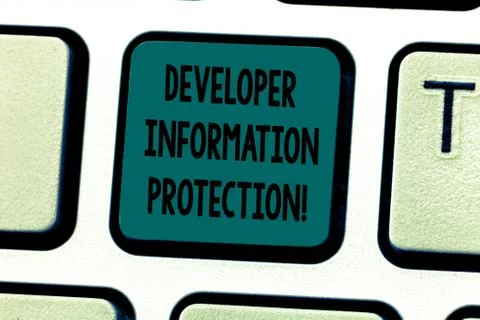 Text sign showing Developer Information Protection. Conceptual photo Safeguard 写真素材